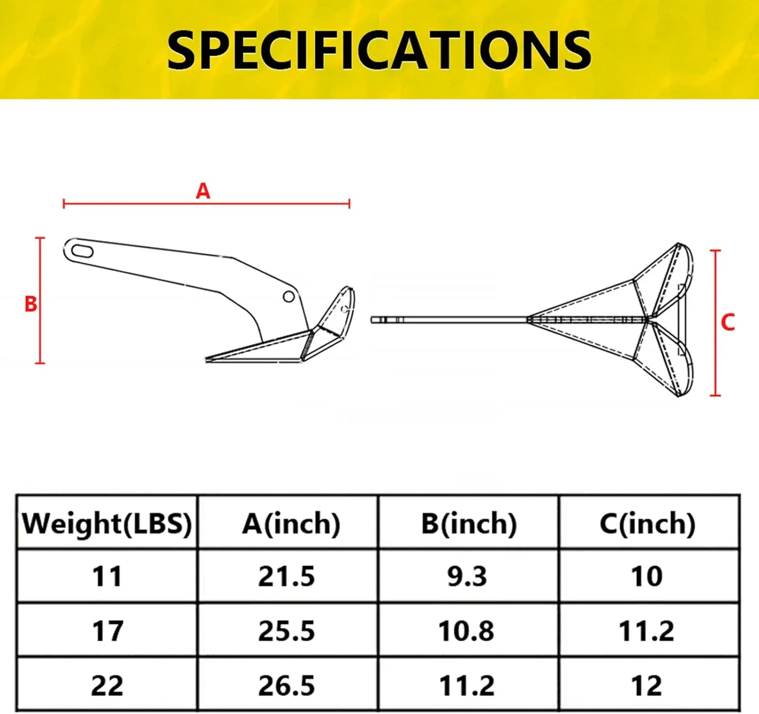 GAOMON 316 Stainless Steel Delta-Style Anchor, Fluke Anchor for Pontoon, Dinghies, Fishing Boats, Bass Boats, Sport Boats