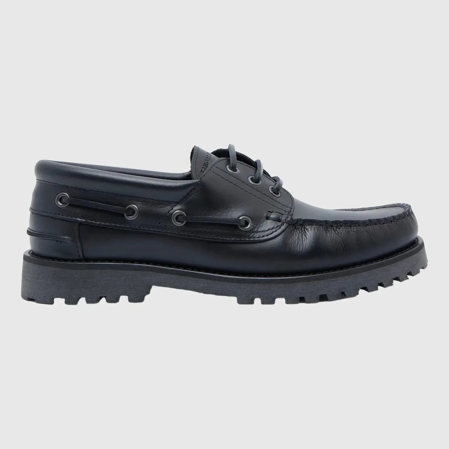 Garment Project Ollie Boat Shoe - Black Leather