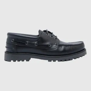 Garment Project Ollie Boat Shoe - Black Leather