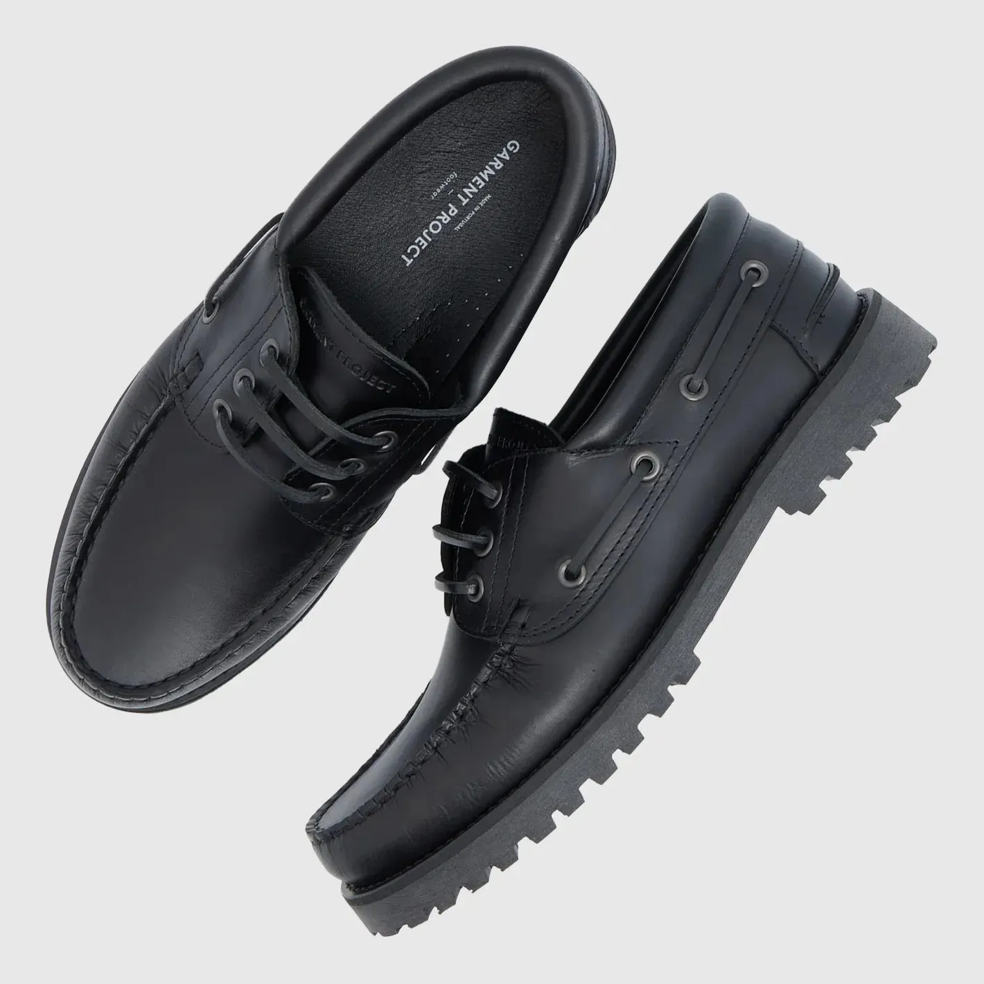 Garment Project Ollie Boat Shoe - Black Leather