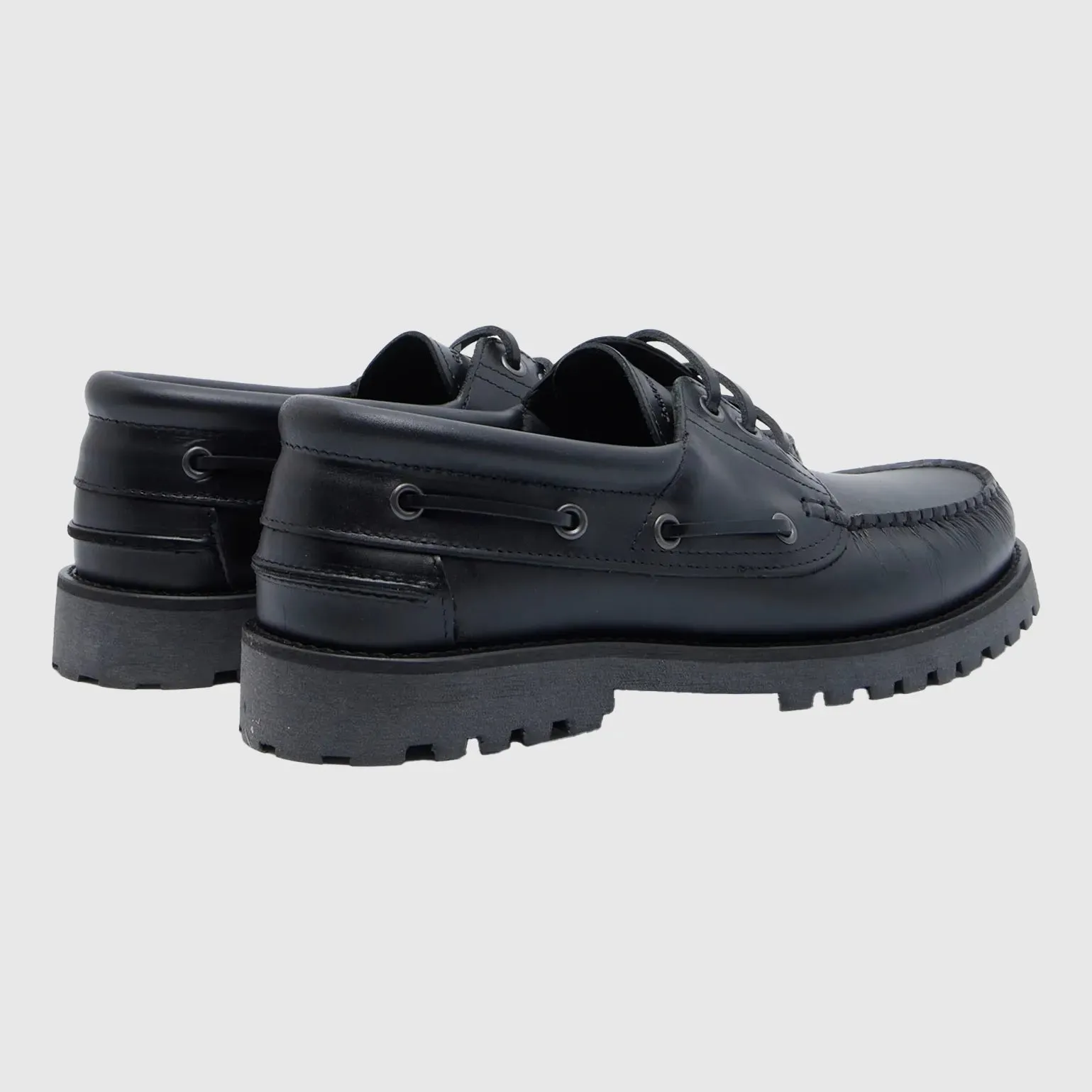 Garment Project Ollie Boat Shoe - Black Leather