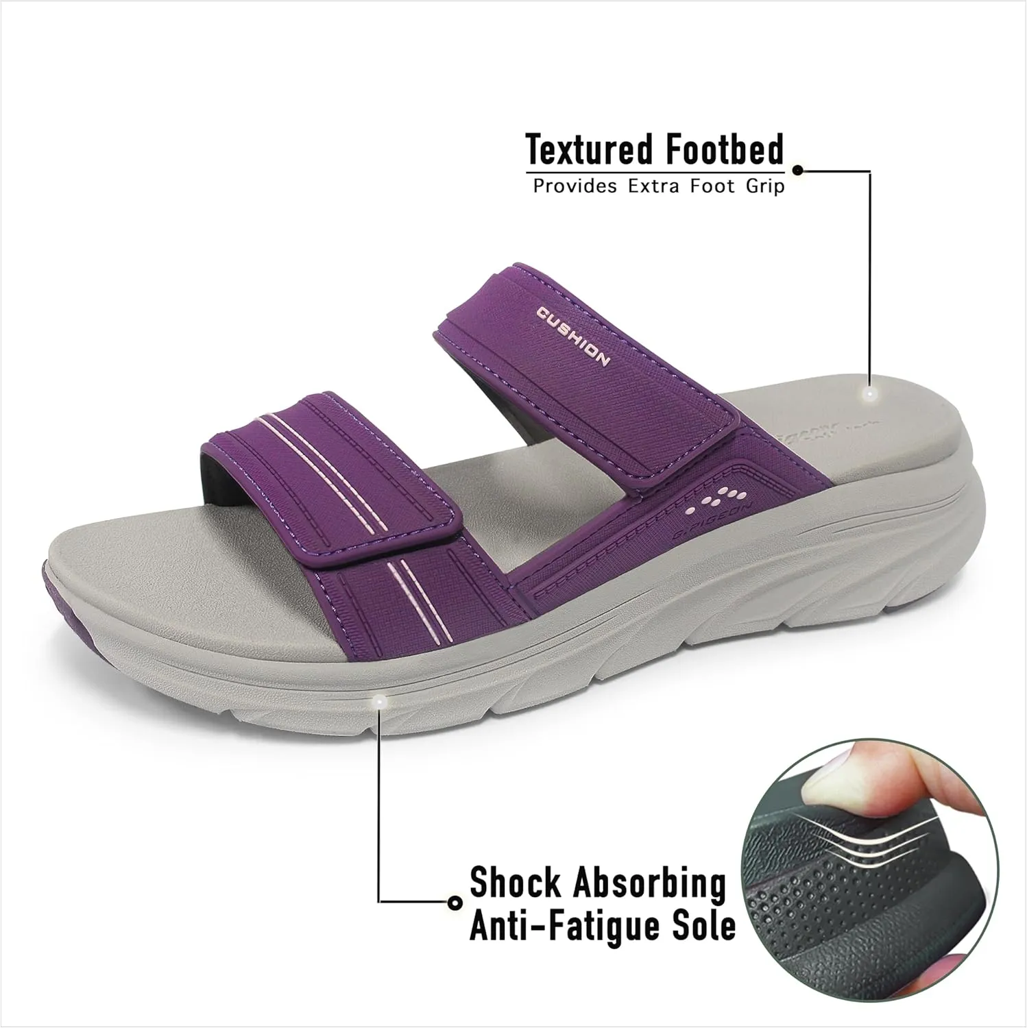 Gold Pigeon Shoes EVA Anti-Fatigue Ultra-Cushion Unisex Slide Sandals Adjustable Straps