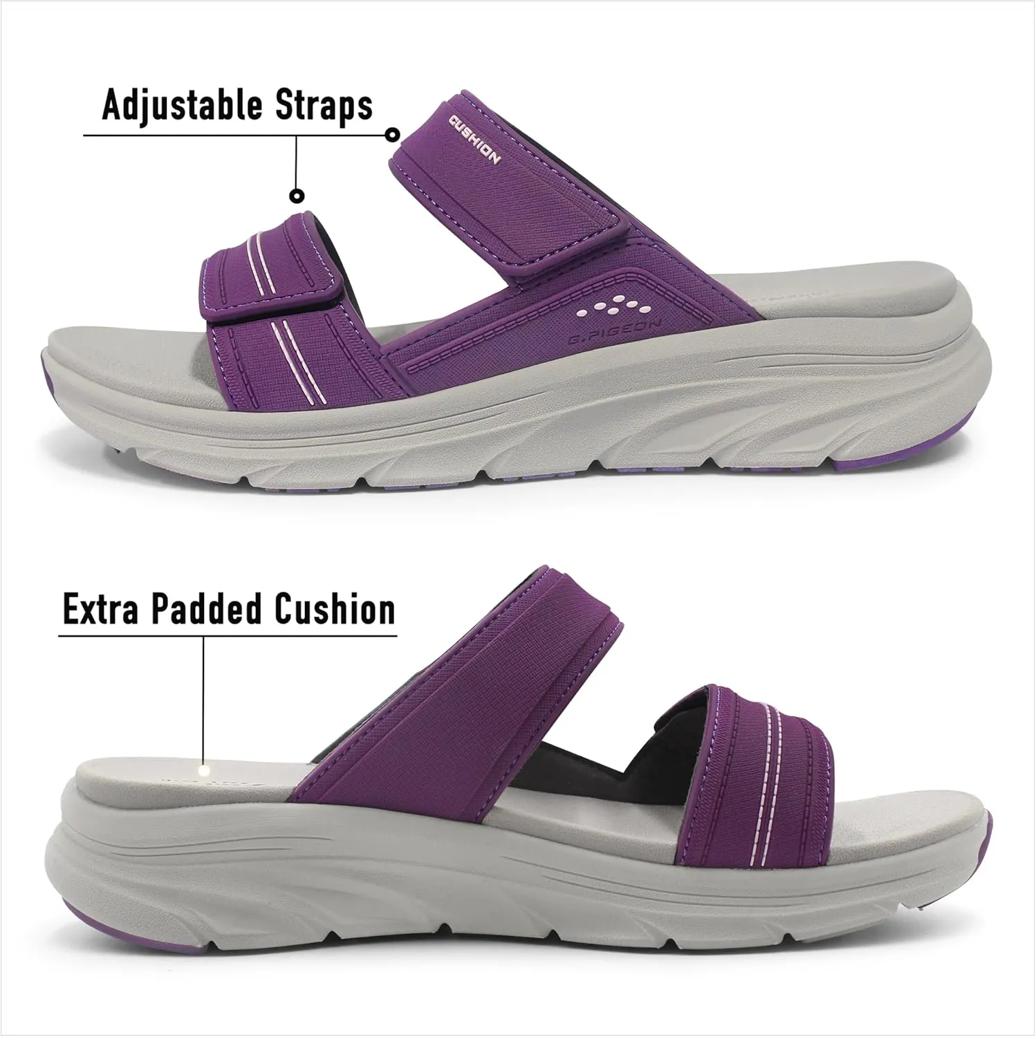 Gold Pigeon Shoes EVA Anti-Fatigue Ultra-Cushion Unisex Slide Sandals Adjustable Straps