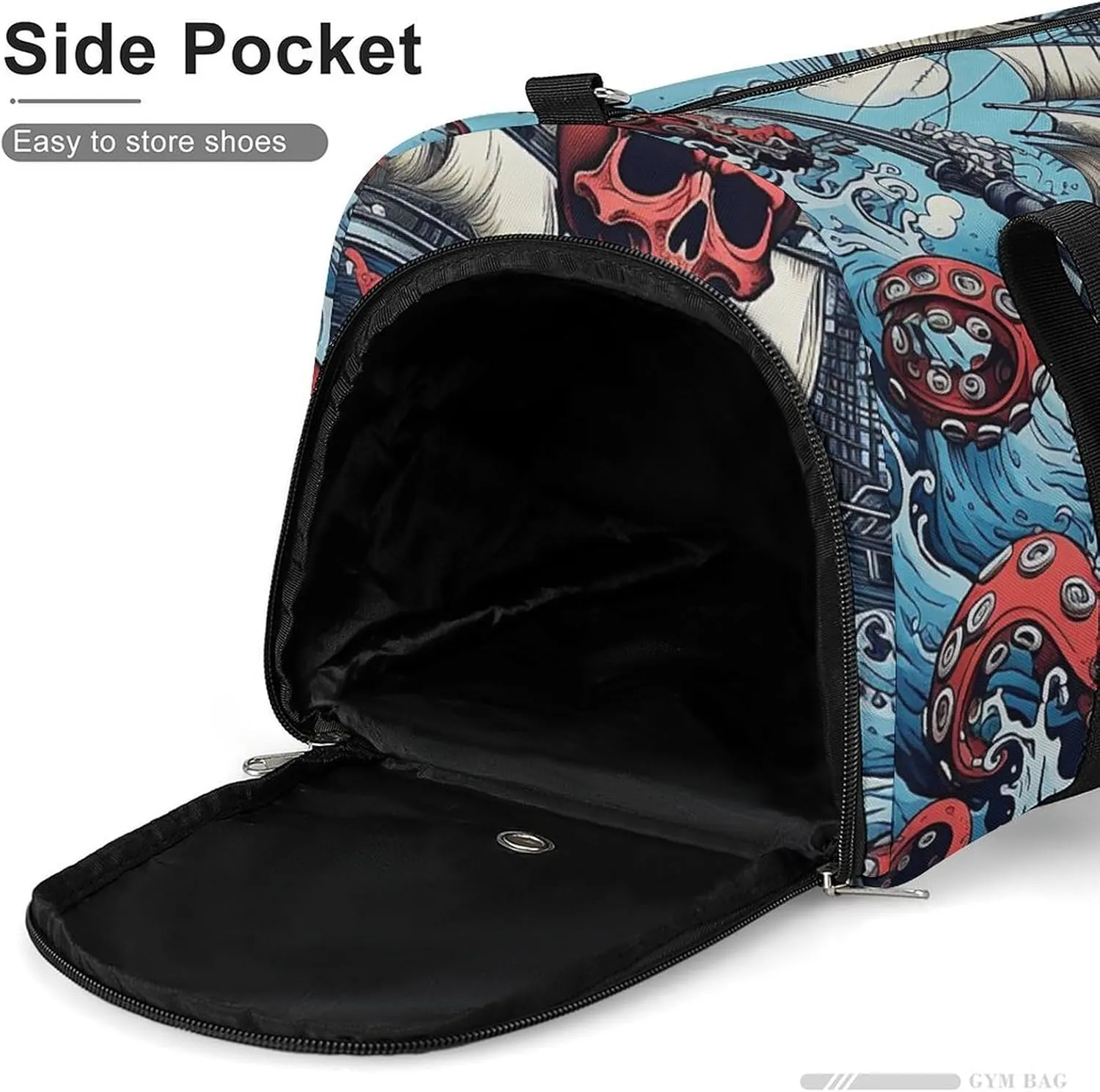 Gym Bag Octopus And Boat Duffel Bag for Men Women Overnight Bag with Shoe Compartment Workout Bags