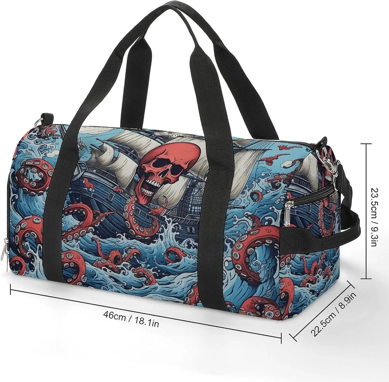 Gym Bag Octopus And Boat Duffel Bag for Men Women Overnight Bag with Shoe Compartment Workout Bags