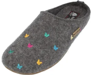 HAFLINGER Fafalline Wool Felt Butterfly Motif Womens Slip On Mule Slippers Unisex