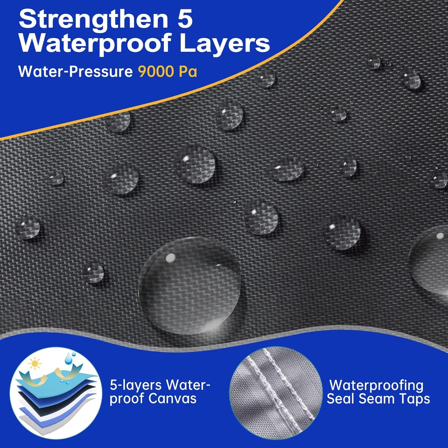 Heavy Duty 1200D Waterproof Boat Cover, Boat Cover 20-22 ft with Reinforces Nose Cone, Tear Resistant Boat Covers 20-22ft, Boat Covers 20ft 21ft 22 Foot for Bass Boat V-Hull Fish Ski Boat, Dark Grey