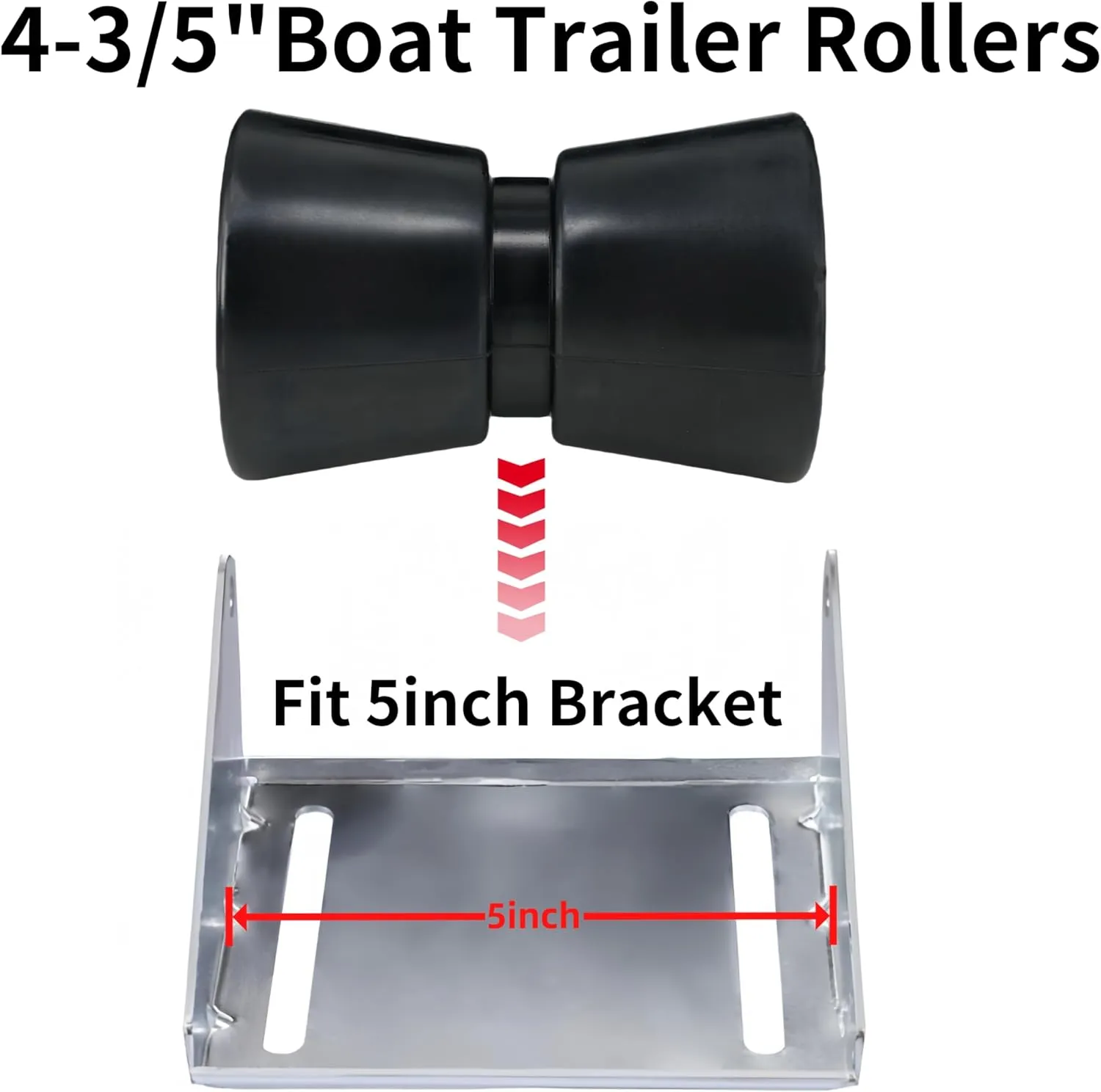 Heavy Duty Boat Trailer Roller, 4-3/5" 7-5/16" 9-1/4" 11-3/16" Rubber Boat Trailer Keel Roller Fits 5" 8" 10" 12" Wide Bracket, Black