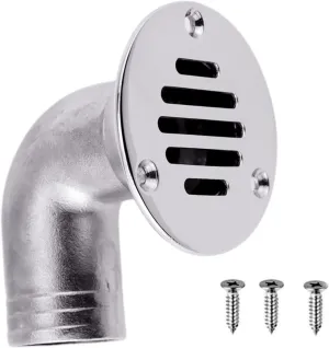 Heavy Duty Marine Boat Floor Drain,316 Stainless Steel 90 Degree Boat Floor Deck Water Drain Thru Hull Plumbing Fitting Hardware,Free Fasterners