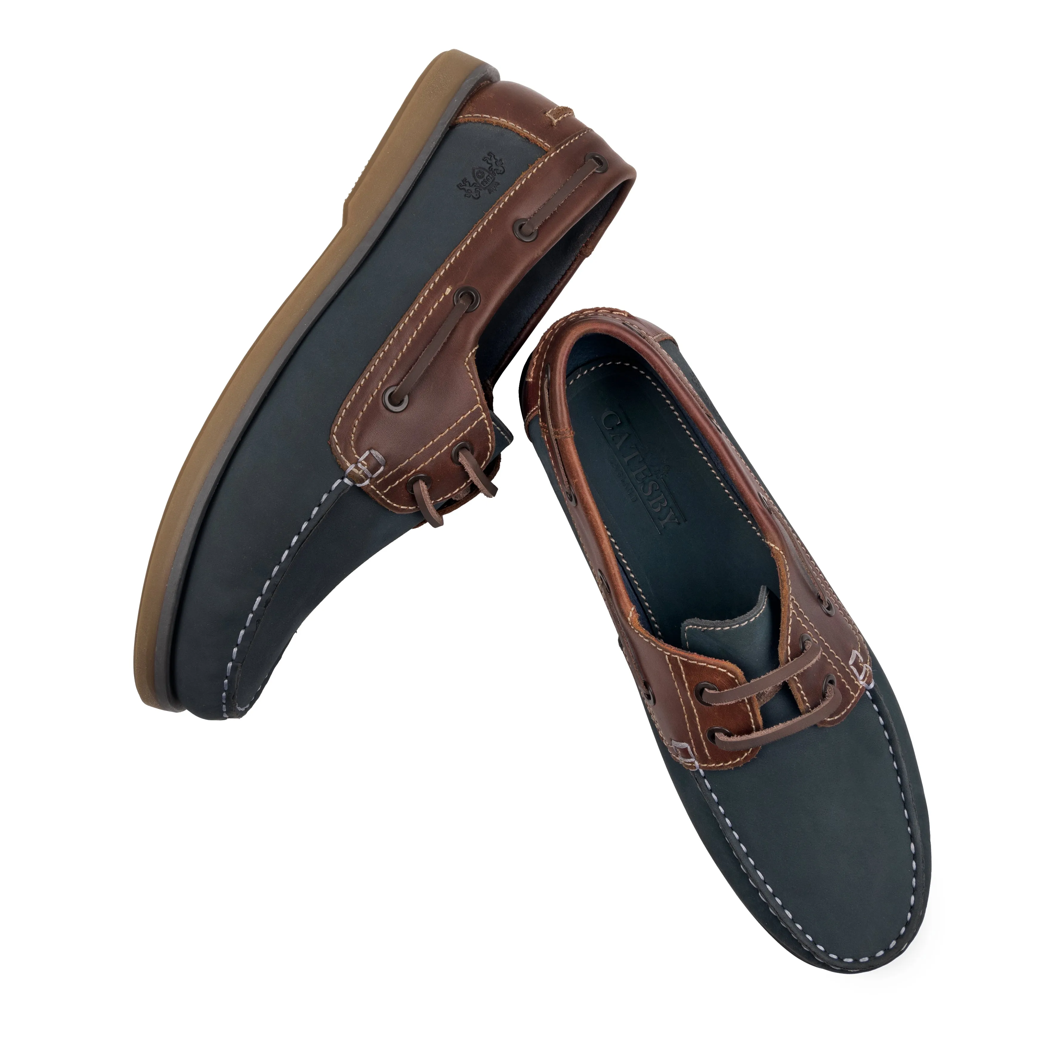 Hector Men's Moccasin Boat Shoes - NAVY BROWN
