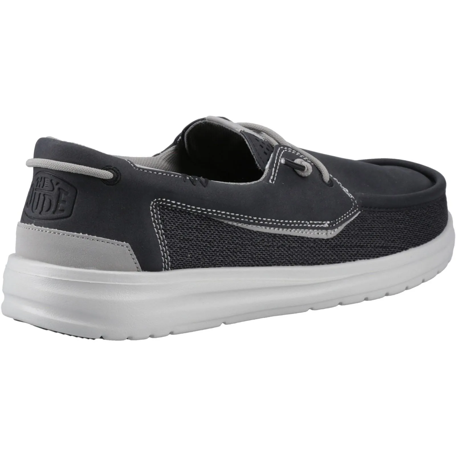 HEYDUDE Welsh Grip Classic Mesh Cotton Blend Men's Black/Storm Gray Boat Shoes