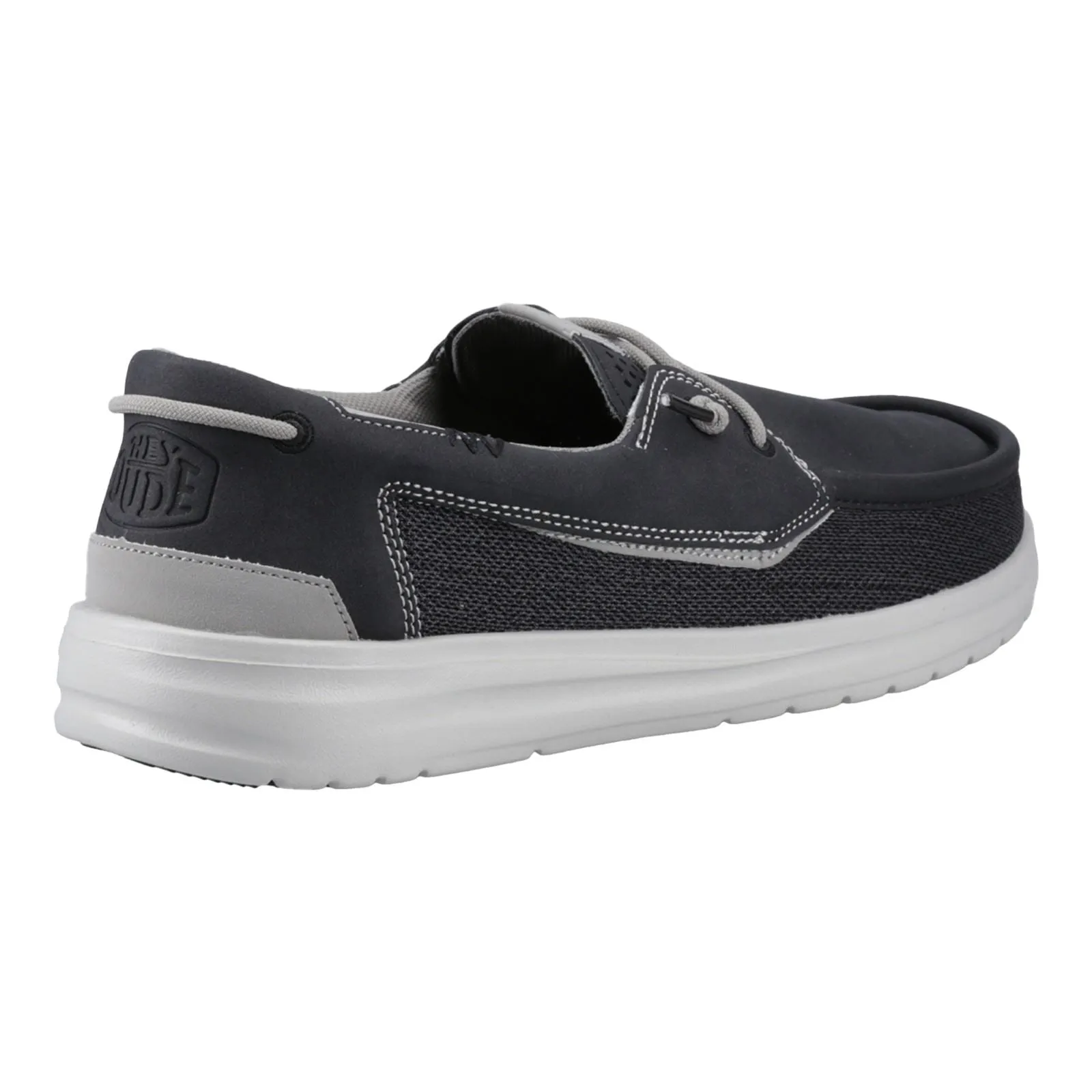 HEYDUDE Welsh Grip Classic Mesh Cotton Blend Men's Black/Storm Gray Boat Shoes