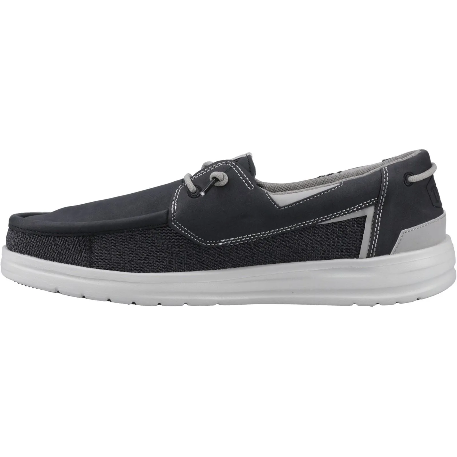 HEYDUDE Welsh Grip Classic Mesh Cotton Blend Men's Black/Storm Gray Boat Shoes
