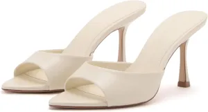 High Heel Mules for Women Slip On Open Pointed Toe Classy Patent Leather Stiletto Pumps Formal Slingback Mule Sandals Dress Walking Shoes