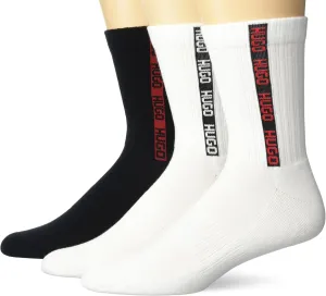 HUGO Men's 3 Pack Logo Tape Ribbed Socks