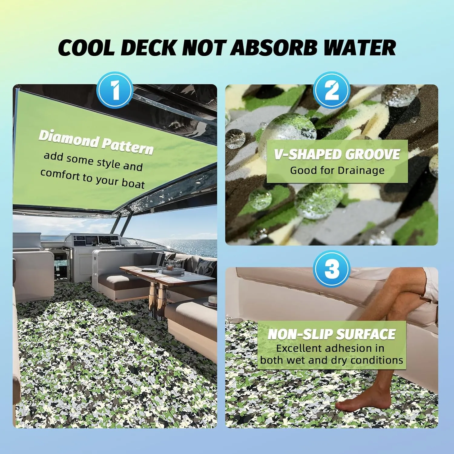 HXBYX Boat Flooring EVA Foam Boat Decking with 3M Adhesive Backing Sea Deck Boat Flooring Self-Adhesive Faux Teak Material Non-Slip Cooler Flooring for Kayak Yacht SwimPool RV 94.5"x 47.2"/23.6"/11.8"