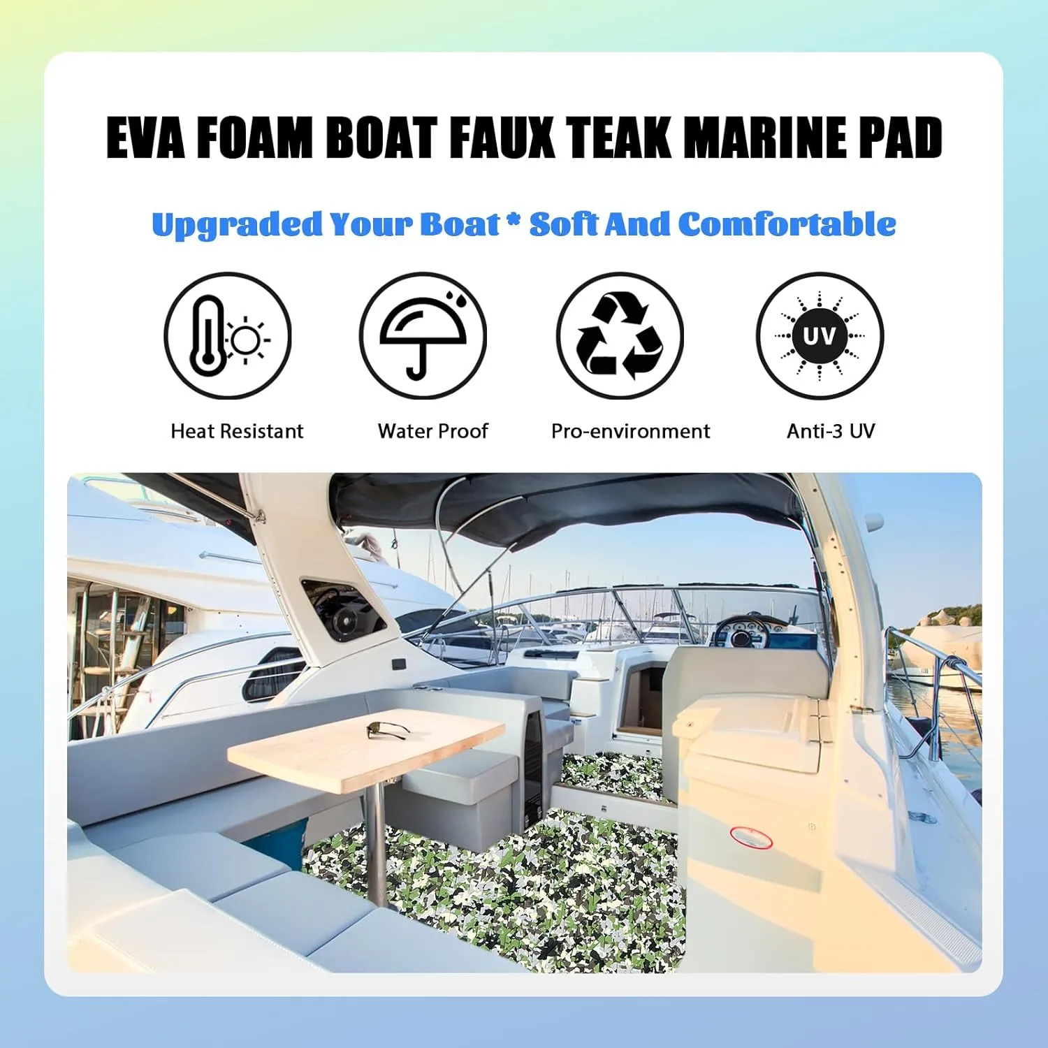 HXBYX Boat Flooring EVA Foam Boat Decking with 3M Adhesive Backing Sea Deck Boat Flooring Self-Adhesive Faux Teak Material Non-Slip Cooler Flooring for Kayak Yacht SwimPool RV 94.5"x 47.2"/23.6"/11.8"