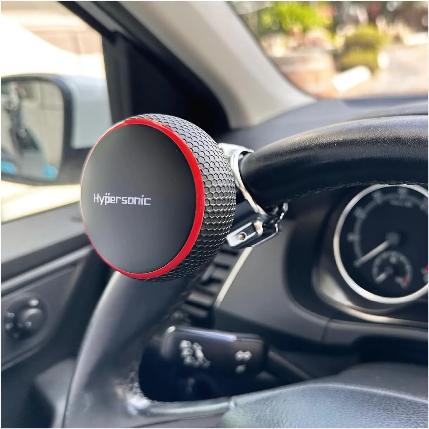 Hypersonic Large Steering Wheel Knob Spinners, Vehicle Steering Wheel Spinners Ball Durable Suicide Knob for Car, SUV, Trucks, Tractors, Boat etc (Red)