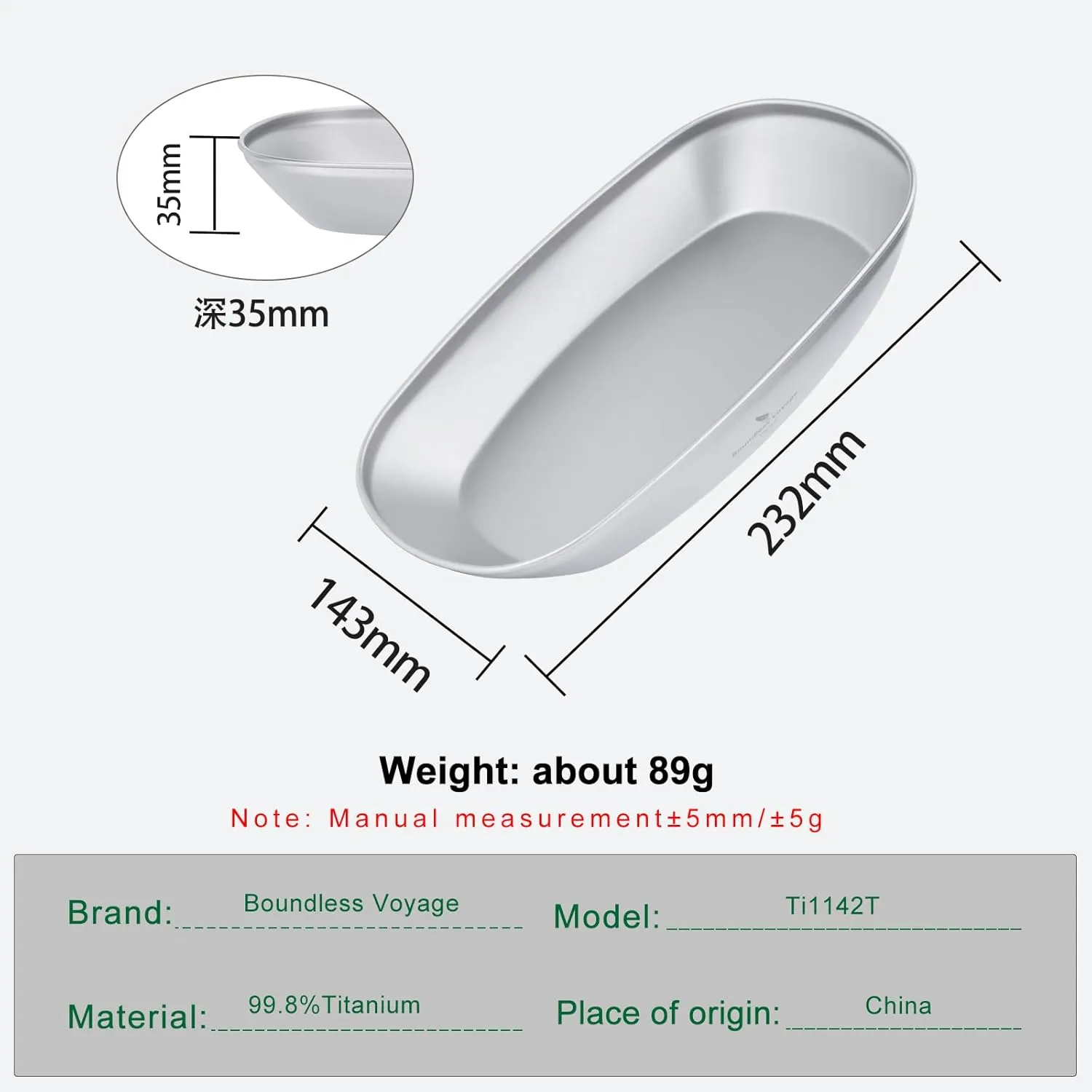 iBasingo 9.13 in Titanium Dinner Plates Camping Metal Service Dishes Lightweight Portable Outdoor Indoor Single-layer Durable Bread Dessert Vegetables Fruit Chips Kitchen Tableware Ti1142T-S
