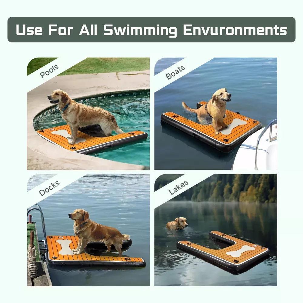Inflatable Dog Ramp Dock Platform with Non-Slip EVA Foam