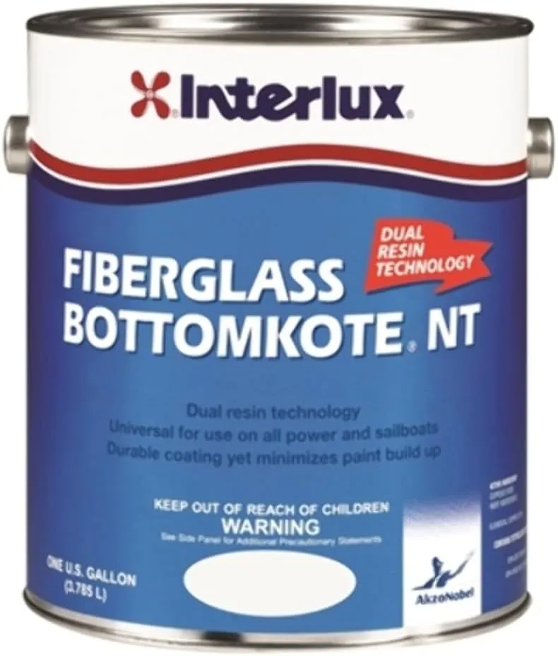 Interlux Fiberglass Bottomkote NT, 1 Gallon, Blue, Antifouling Marine Paint for Boats