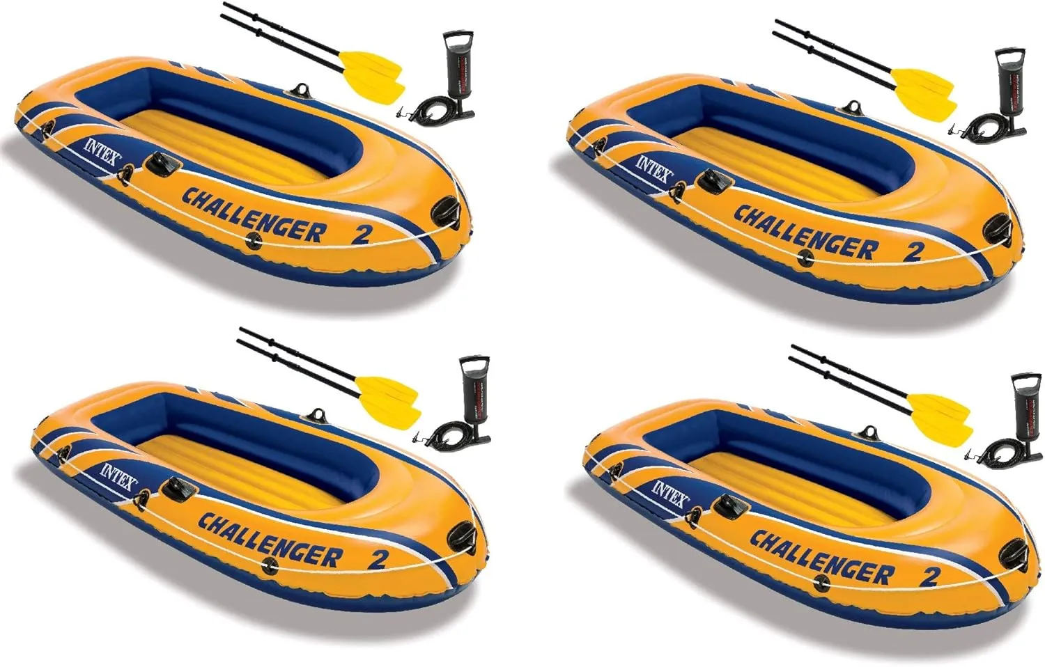Intex Inflatable 2 Person Floating Boat Raft Set w/ Oars & Air Pump (4 Pack)