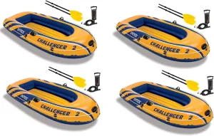 Intex Inflatable 2 Person Floating Boat Raft Set w/ Oars & Air Pump (4 Pack)