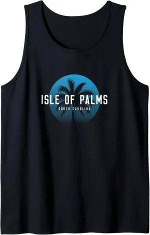 Isle of Palms SC Vintage Palm Tree Beach Design Tank Top