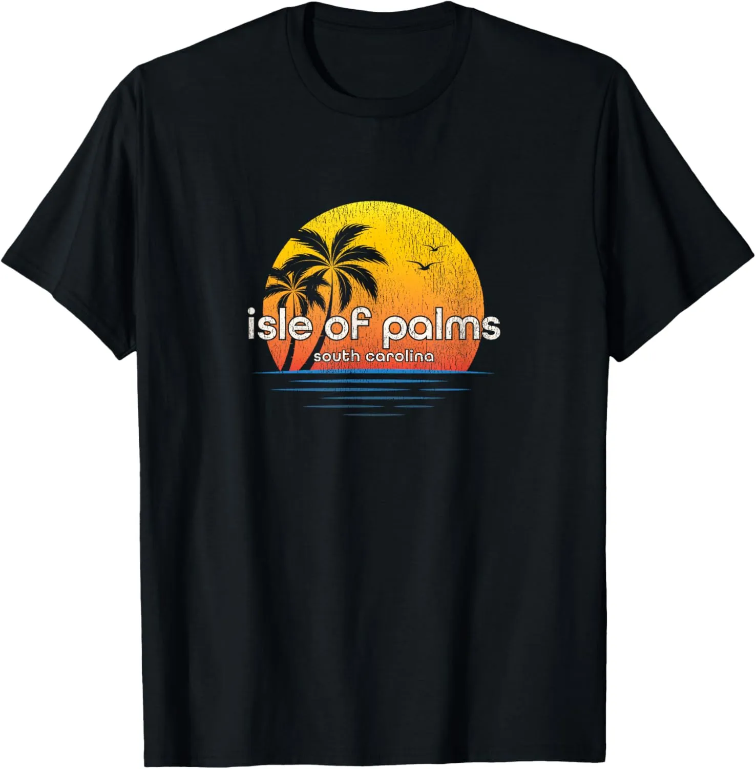 Isle of Palms SC Vintage Palm Tree Sunset T-Shirt
