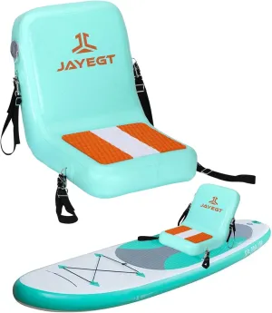 JAYEGT Inflatable Kayak Seat with Back Support,Paddle Board Accessories ，Foldable SUP Seat，Ergonomic Anti-Slip Design, high Load Capacity，Versatile Use for Kayak,Padded Boat,SUP,Canoe,Fishing Boat