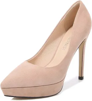 JOEupin Women's Classic 4.7" Platform High Heels Closed Toe Pumps Shoes for Casual Work Wedding