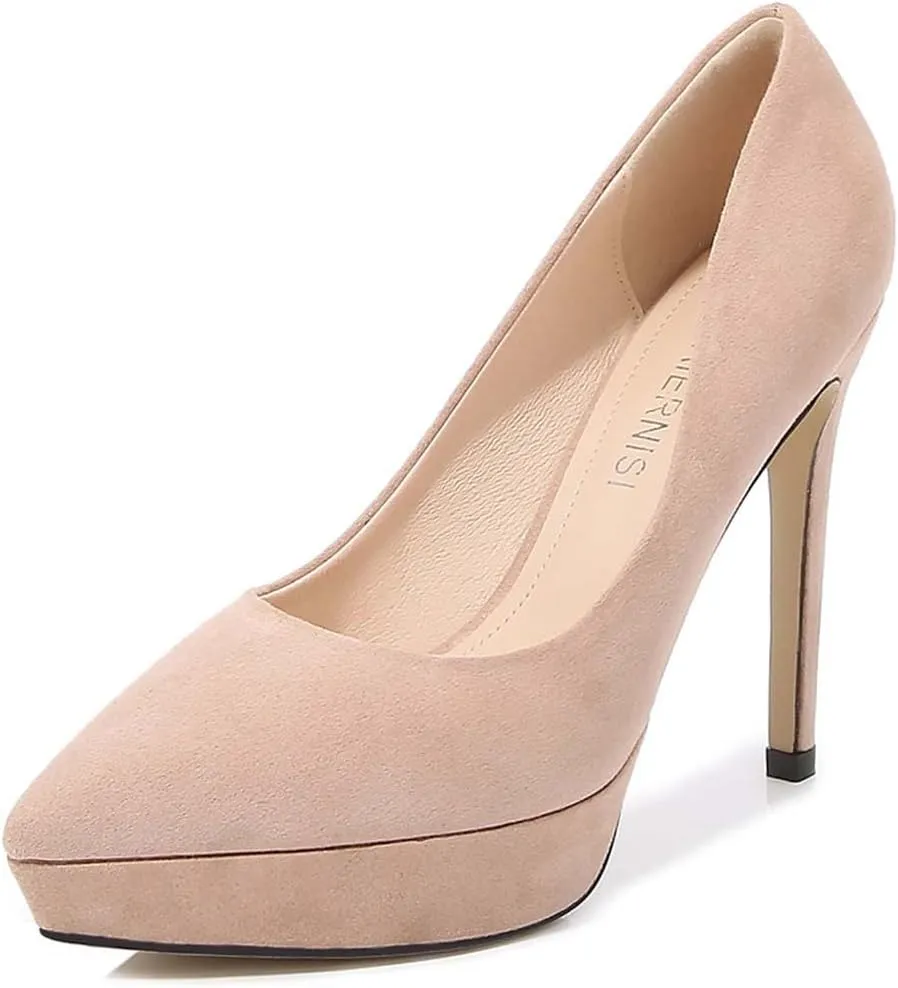 JOEupin Women's Classic 4.7" Platform High Heels Closed Toe Pumps Shoes for Casual Work Wedding