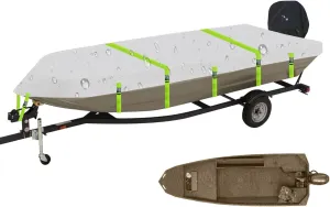 Jon Boat Cover Fit Tracker Grizzly 1754 Jon, G3 Package Jon 16FL/DK, 17ft Trailerable 900D Heavy Duty with PU Coating 100% Waterproof & UV-Resistant, [Motor Cover Included]