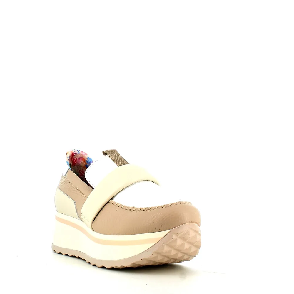 Jose Saenz Wedge Loafer Beige White