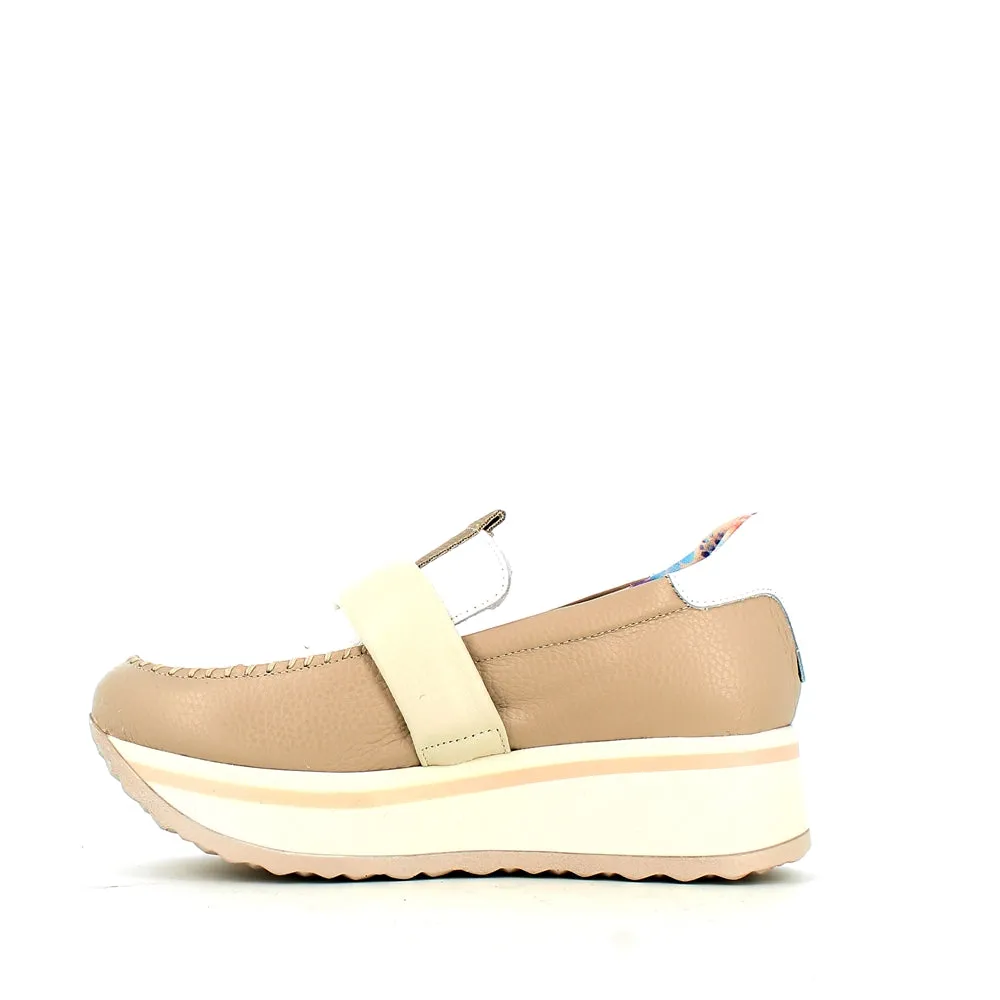 Jose Saenz Wedge Loafer Beige White