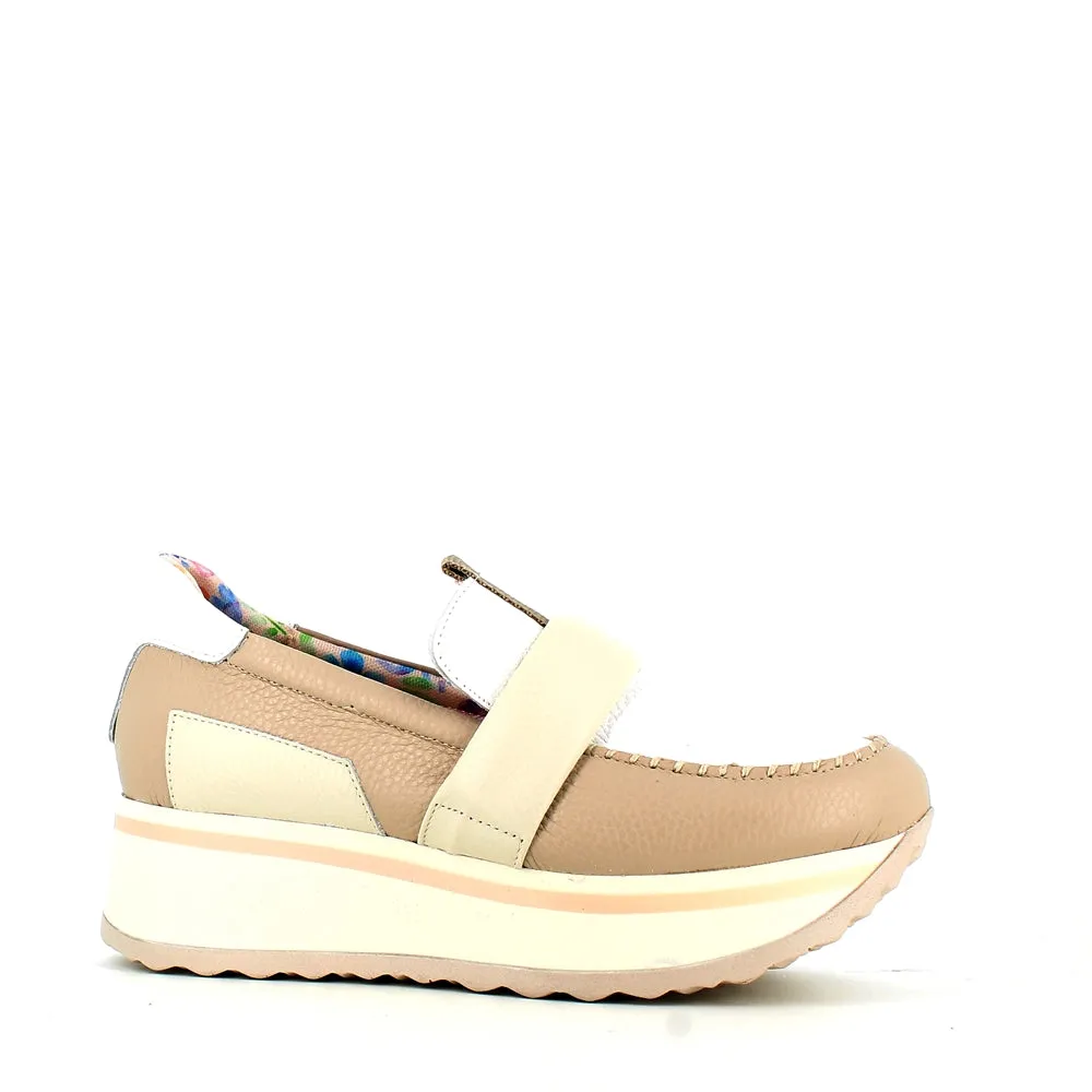 Jose Saenz Wedge Loafer Beige White