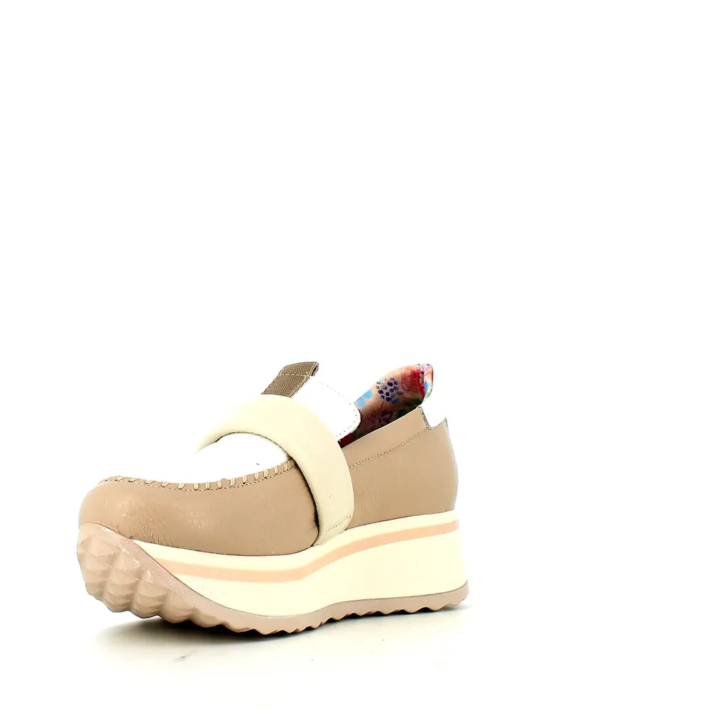 Jose Saenz Wedge Loafer Beige White