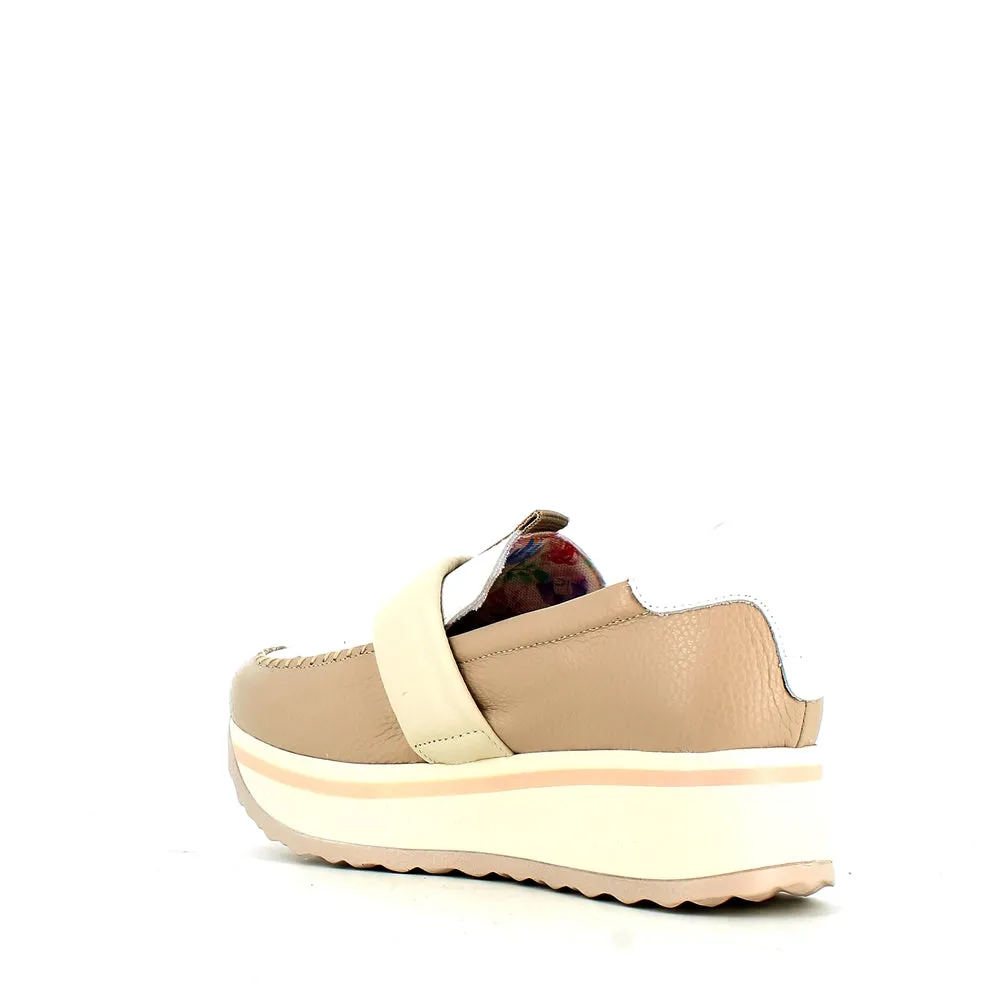 Jose Saenz Wedge Loafer Beige White