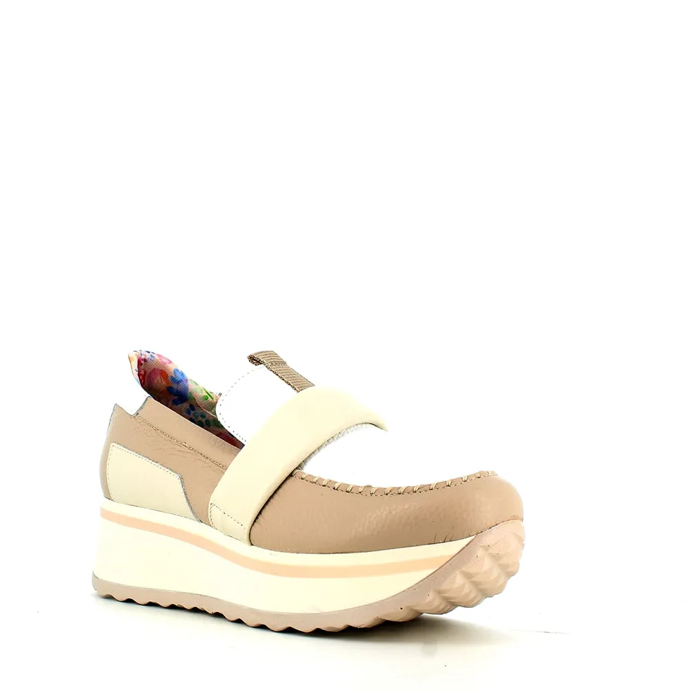 Jose Saenz Wedge Loafer Beige White