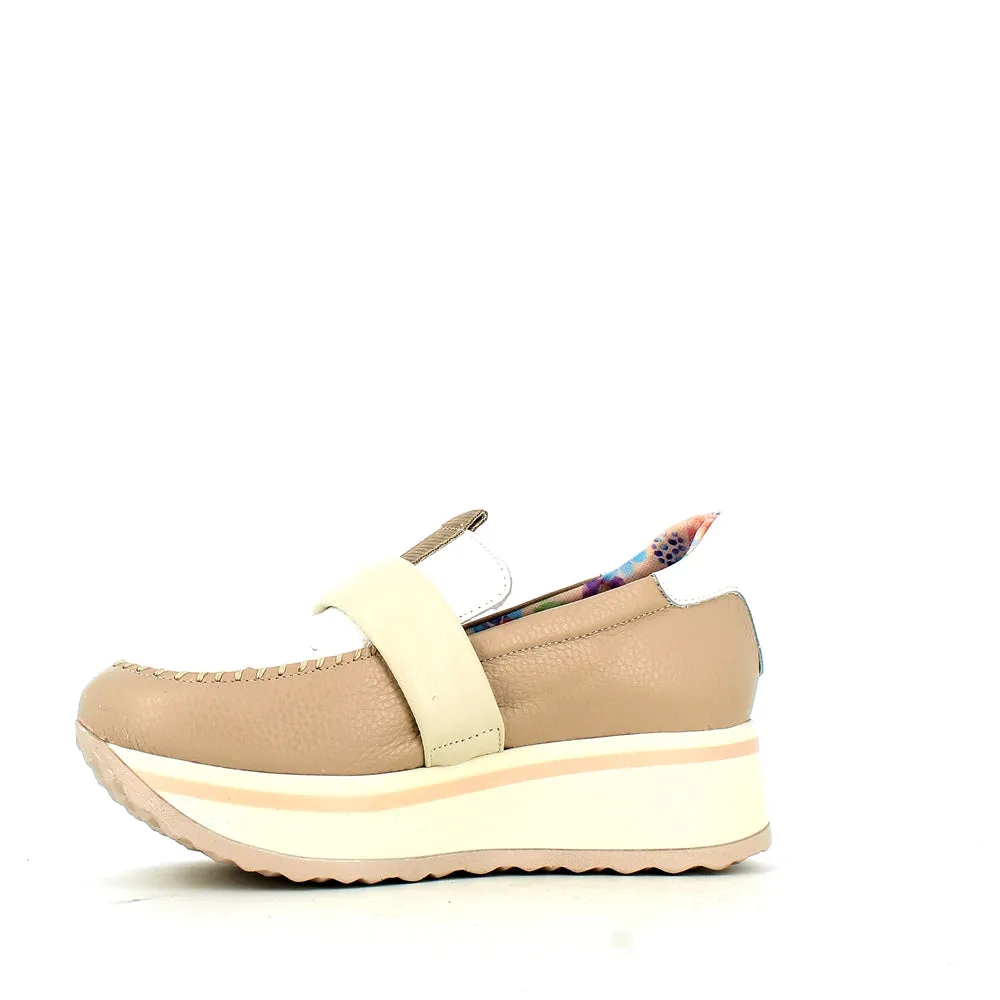 Jose Saenz Wedge Loafer Beige White