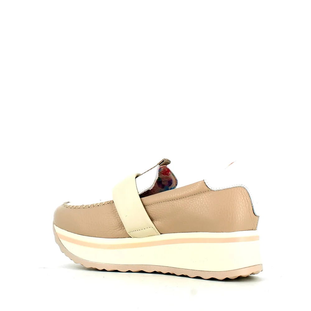 Jose Saenz Wedge Loafer Beige White