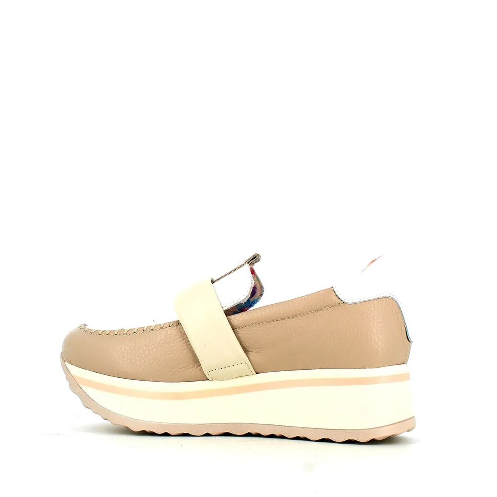 Jose Saenz Wedge Loafer Beige White