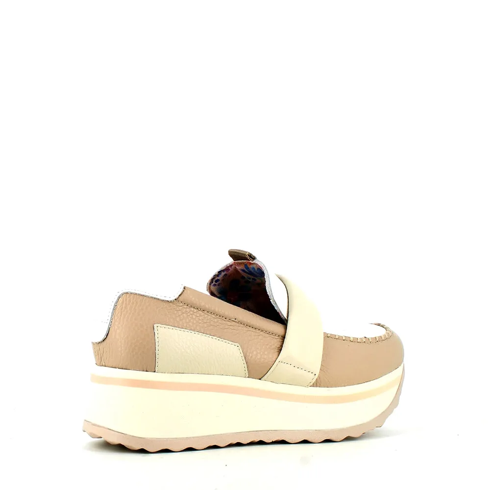 Jose Saenz Wedge Loafer Beige White