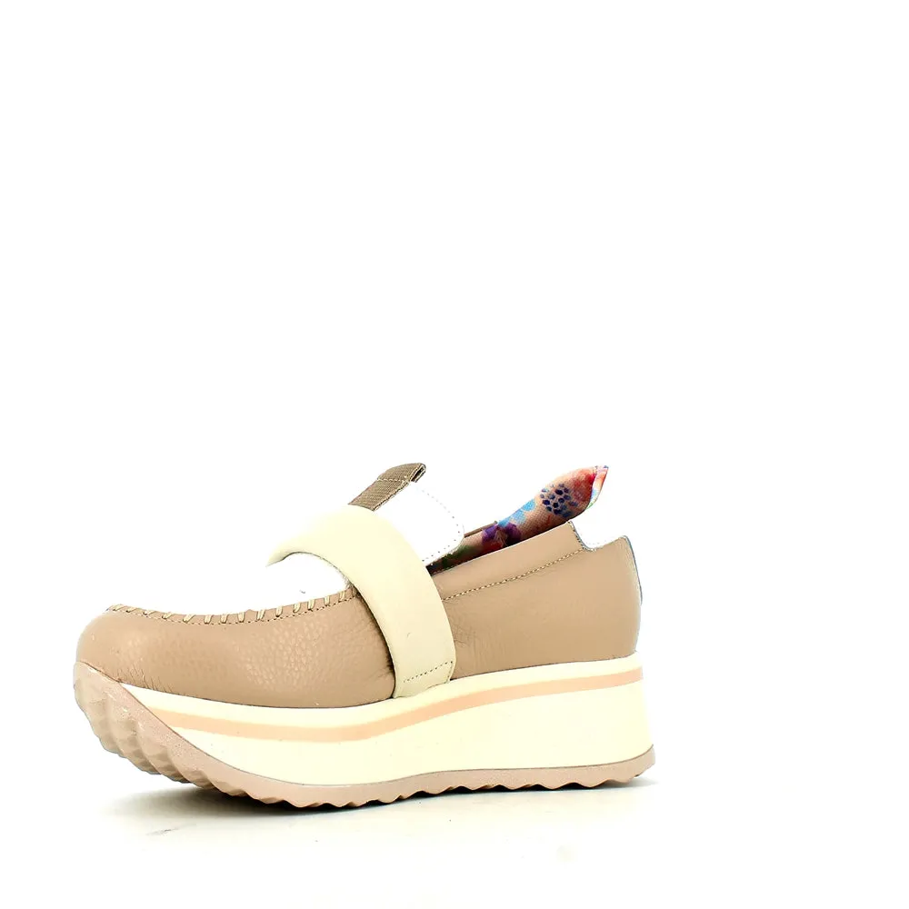 Jose Saenz Wedge Loafer Beige White