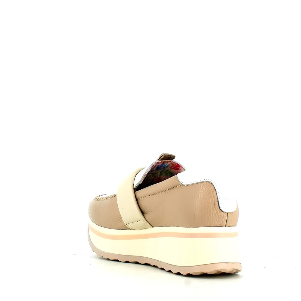 Jose Saenz Wedge Loafer Beige White