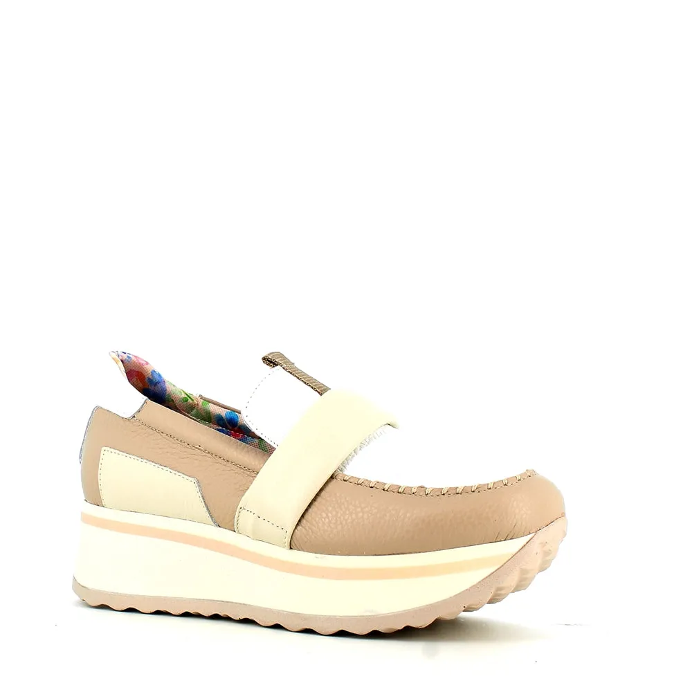 Jose Saenz Wedge Loafer Beige White