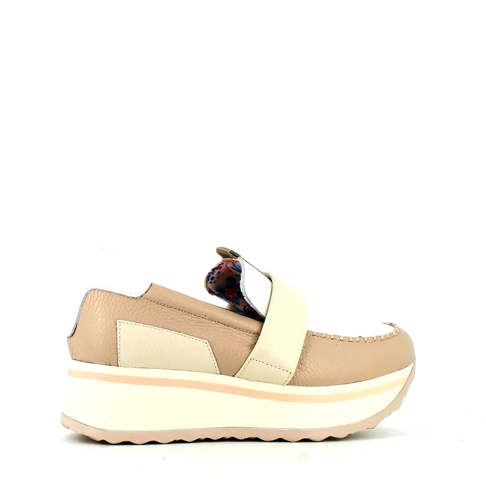 Jose Saenz Wedge Loafer Beige White
