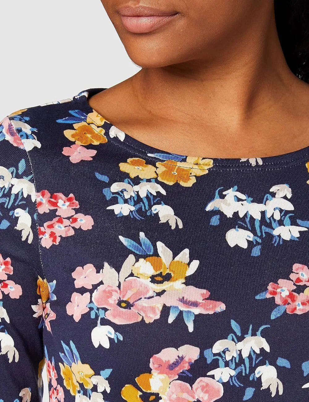 Joules Women's Harbour Print Long Sleeve Jersey Top, Navy Floral