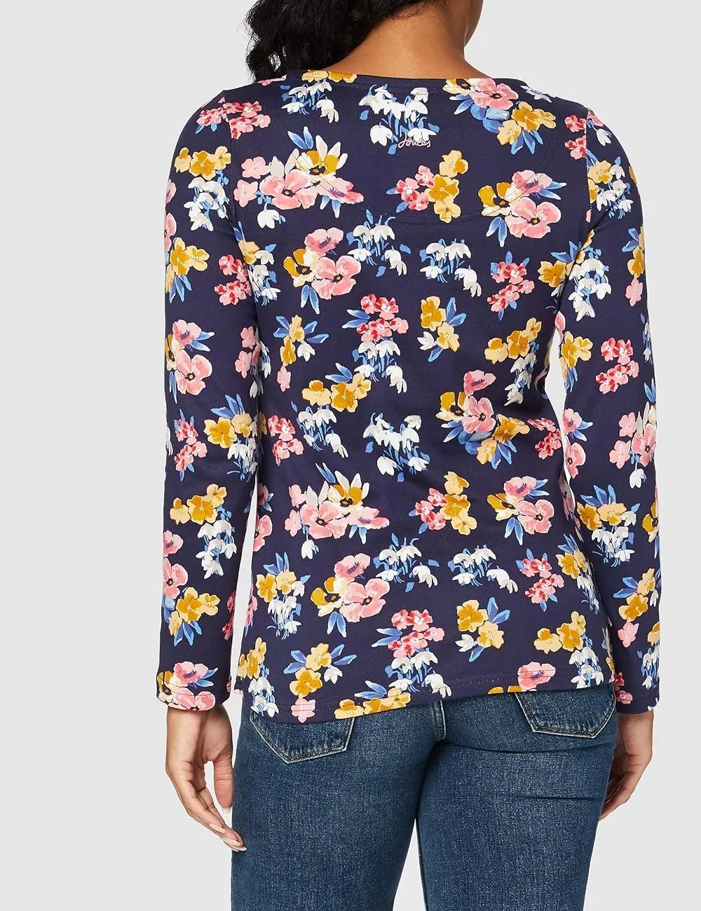 Joules Women's Harbour Print Long Sleeve Jersey Top, Navy Floral