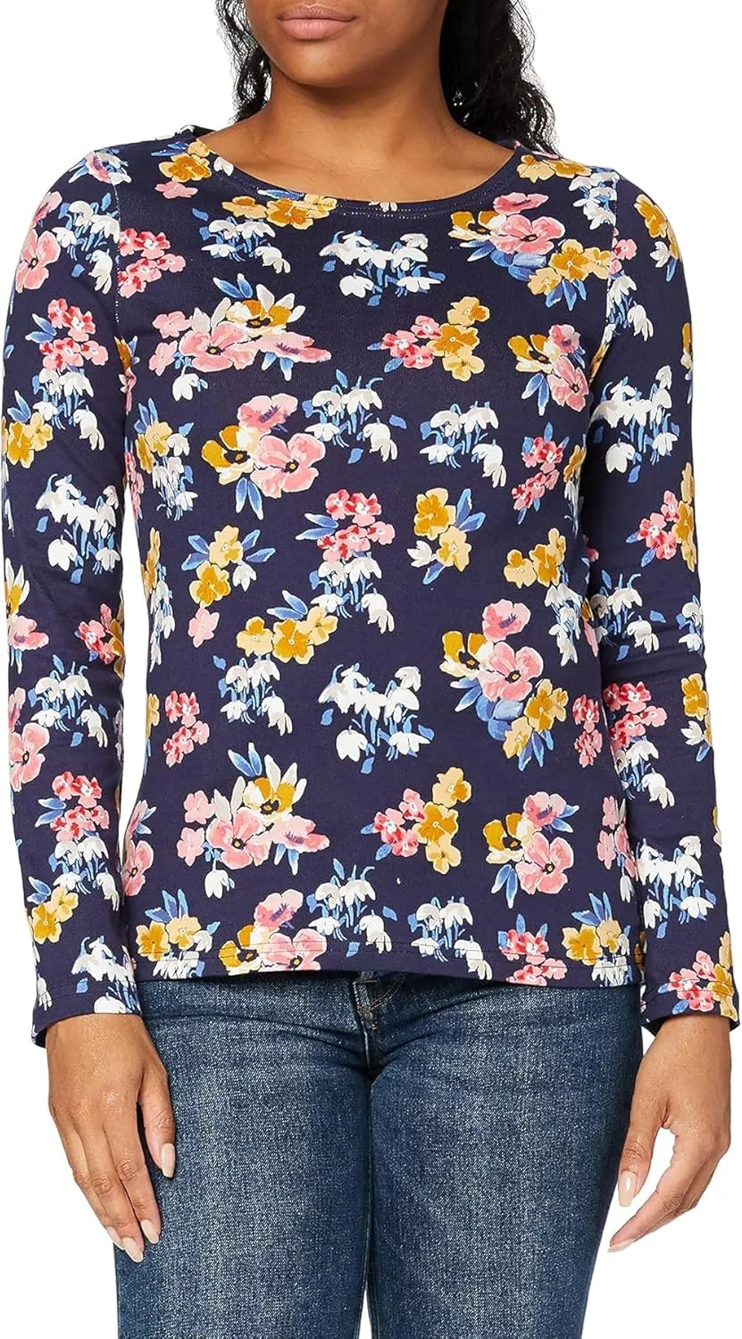 Joules Women's Harbour Print Long Sleeve Jersey Top, Navy Floral
